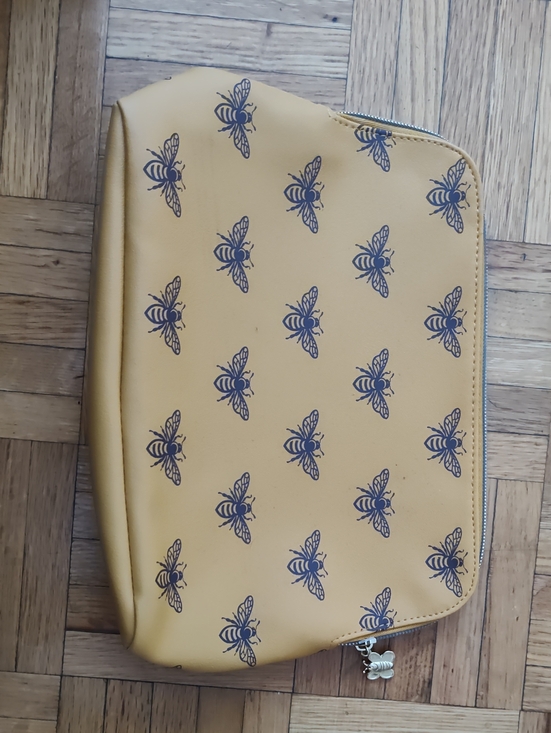 Handbags - Yellow Bee Print Zip makeup Pouch